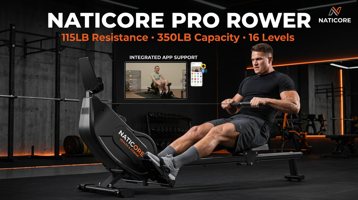Pro Magnetic Rowing Machine 115LB 16-Level Bluetooth | NATICORE