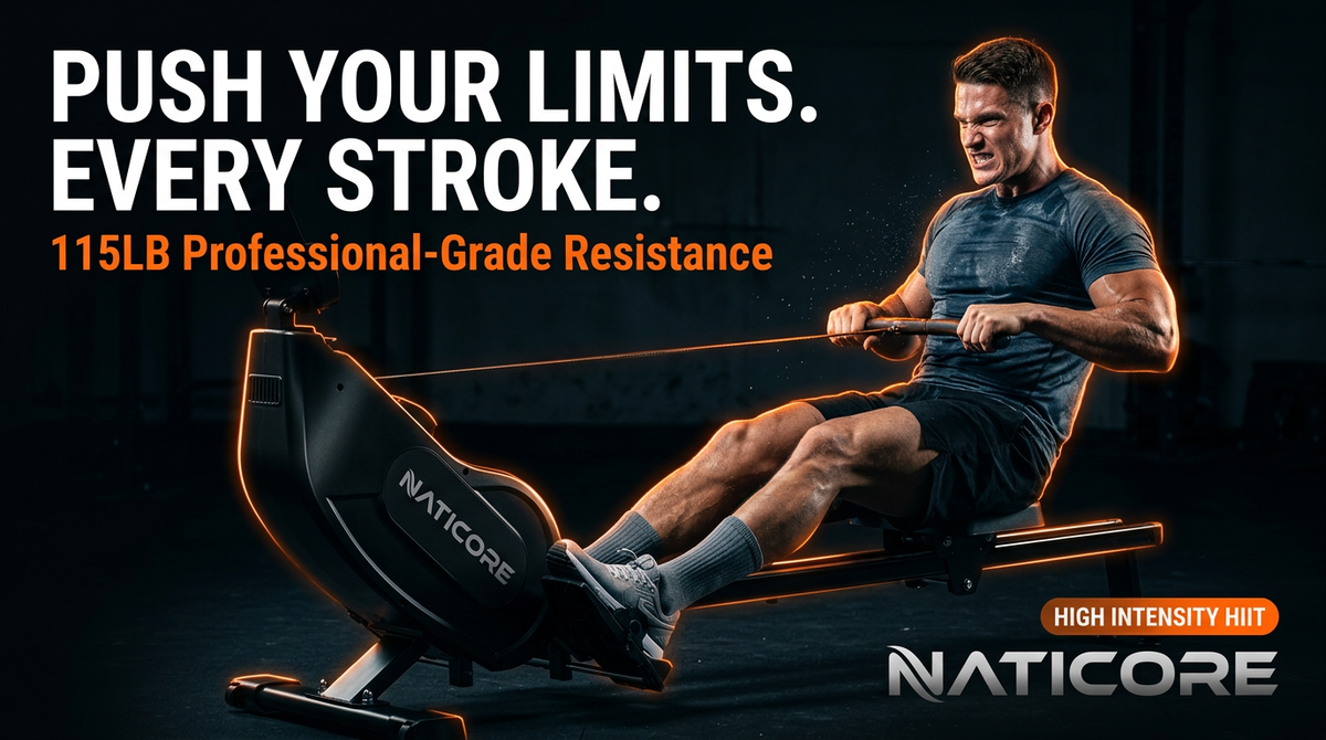 Pro Magnetic Rowing Machine 115LB 16-Level Bluetooth | NATICORE