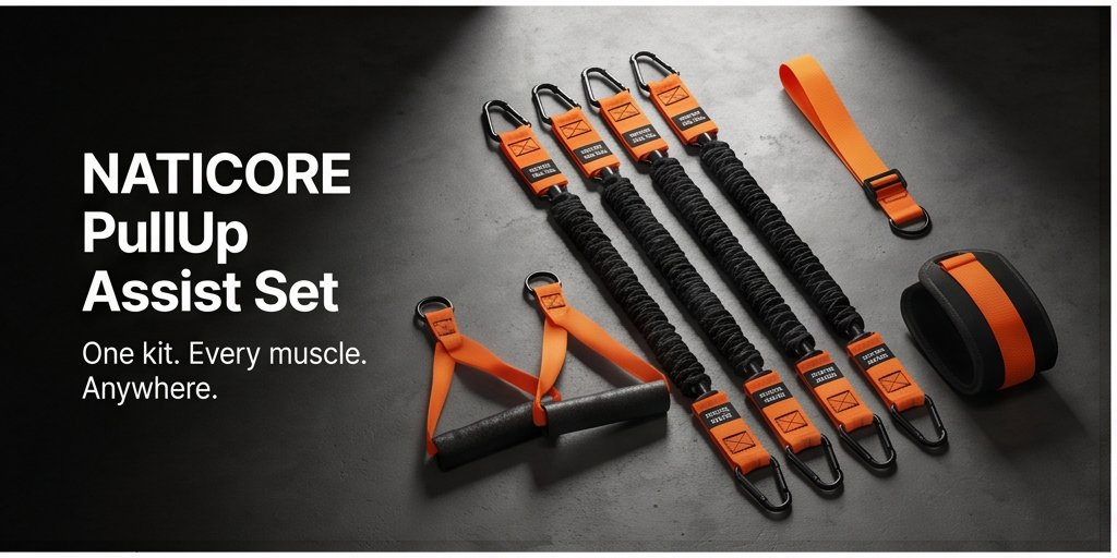 NATICORE Fitness Pull-Up Assist Resistance Bands Set — Up to 4 Bands 75LBS