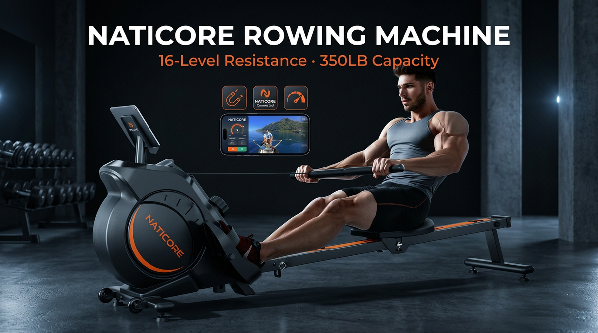 Magnetic Rowing Machine 16-Level 350LB Bluetooth | NATICORE