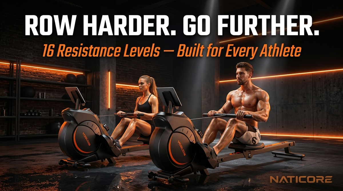 Magnetic Rowing Machine 16-Level 350LB Bluetooth | NATICORE