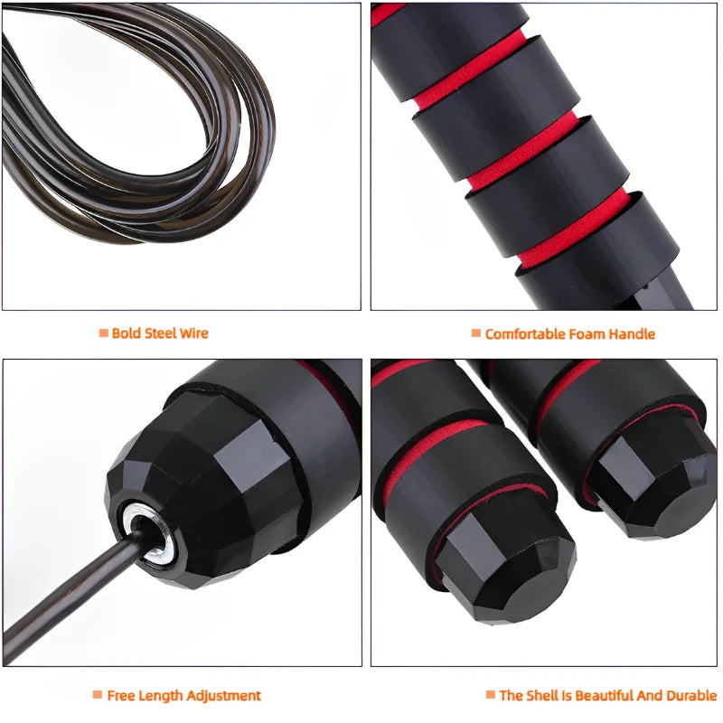 NATICORE Speed Jump Rope – Adjustable Steel Wire Skipping Rope with Tangle-Free Bearings | Cardio & HIIT Training