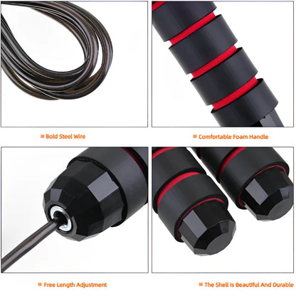 NATICORE Speed Jump Rope – Adjustable Steel Wire Skipping Rope with Tangle-Free Bearings | Cardio & HIIT Training