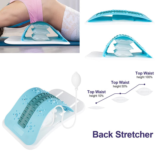 Back Stretcher Height Adjustable Airbag Lumbar Support Traction Device Waist Stretching Massager Waist Lifting Pilates Board