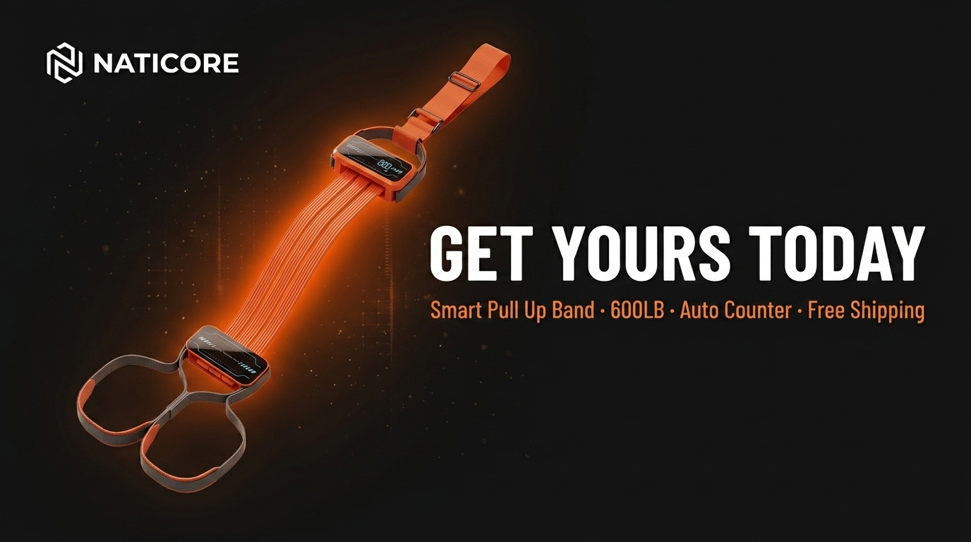 Smart pull-up band with Naticore branding on a dark background
