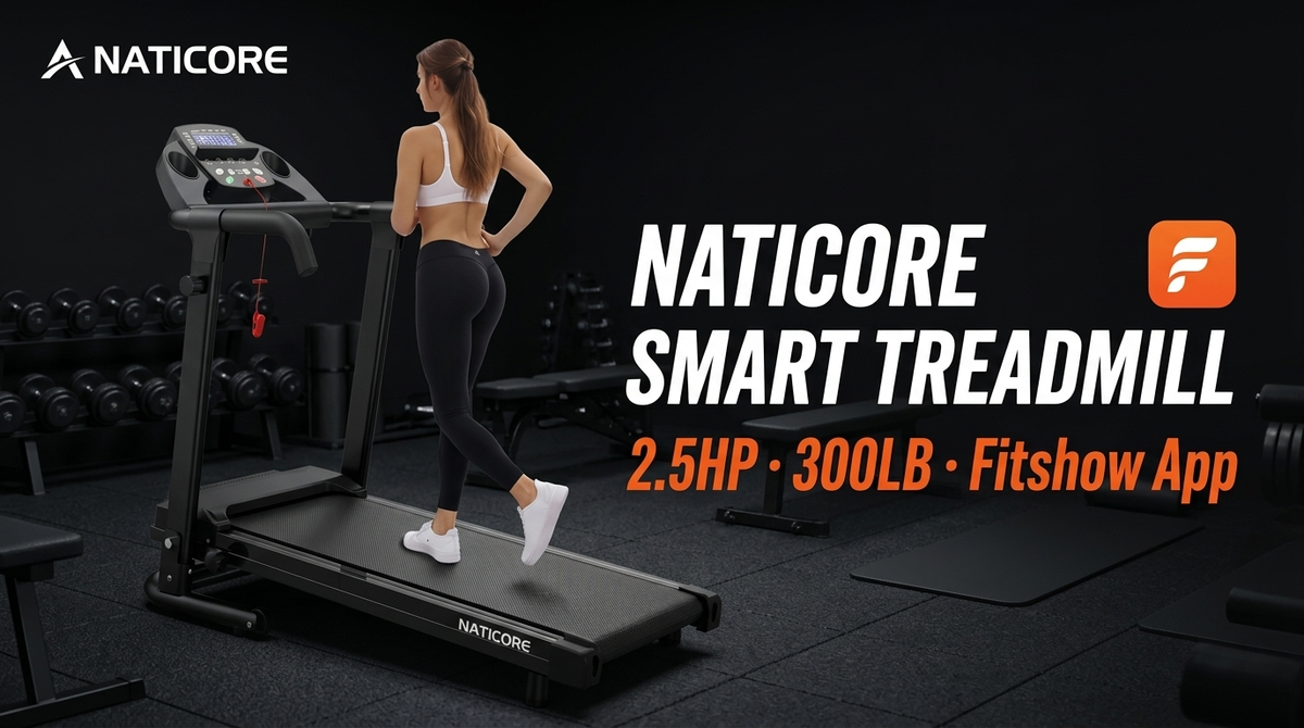 Smart Folding Treadmill 2.5HP 300LB Fitshow App | NATICORE