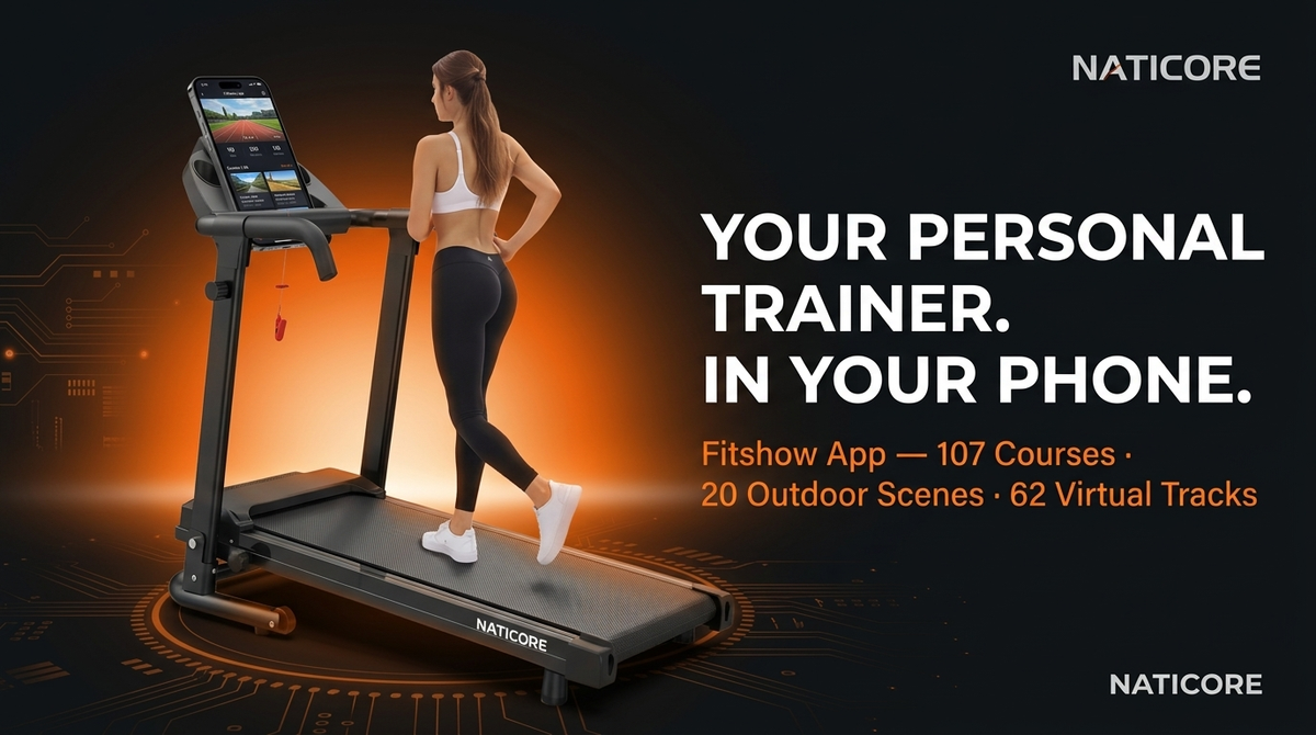 Smart Folding Treadmill 2.5HP 300LB Fitshow App | NATICORE