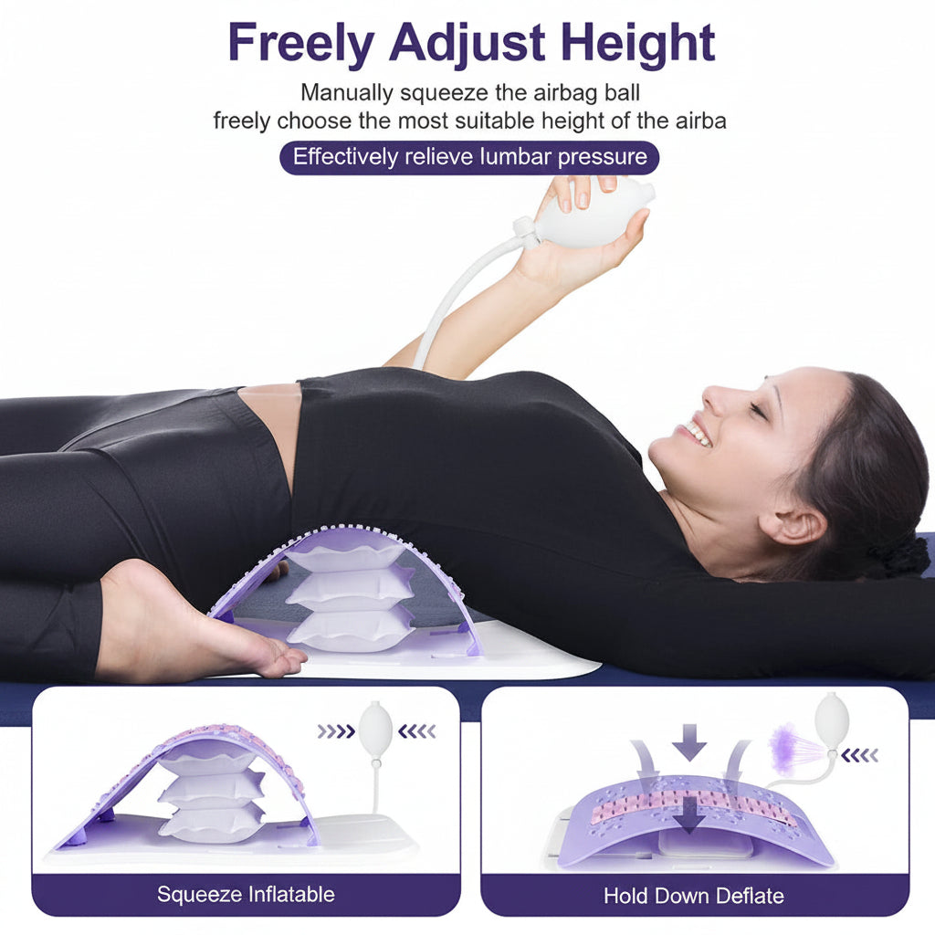 Back Stretcher Height Adjustable Airbag Lumbar Support Traction Device Waist Stretching Massager Waist Lifting Pilates Board