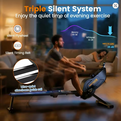 Pro Magnetic Rowing Machine 115LB 16-Level Bluetooth | NATICORE