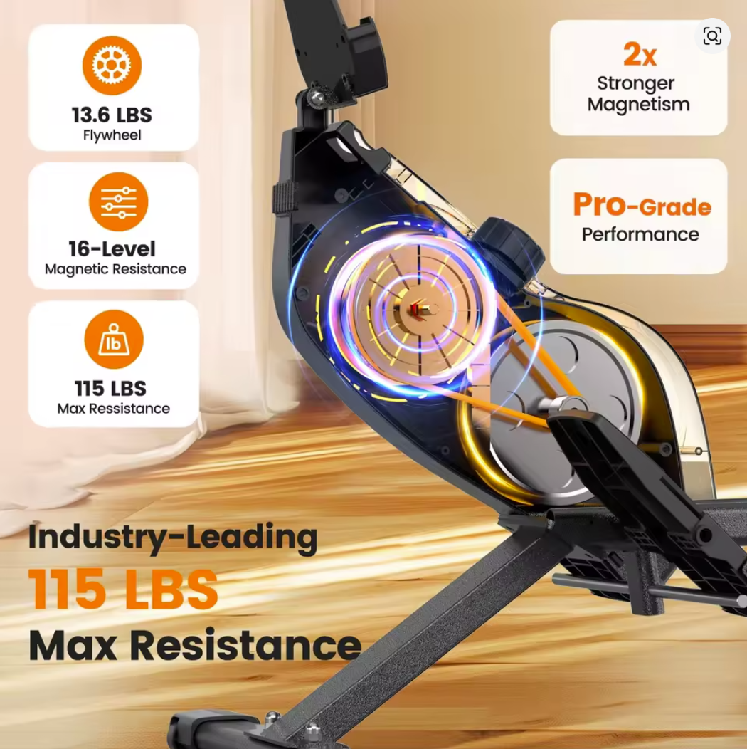 Pro Magnetic Rowing Machine 115LB 16-Level Bluetooth | NATICORE