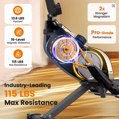 Pro Magnetic Rowing Machine 115LB 16-Level Bluetooth | NATICORE