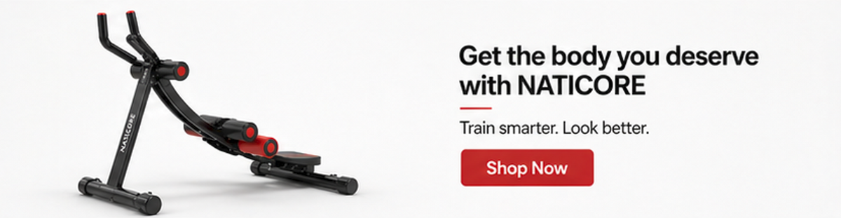 NATICORE Fitness Foldable Ab Machine – 440Lbs LCD Trainer