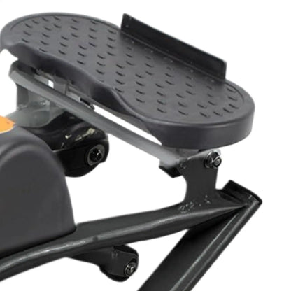 Black exercise stepper on a white background