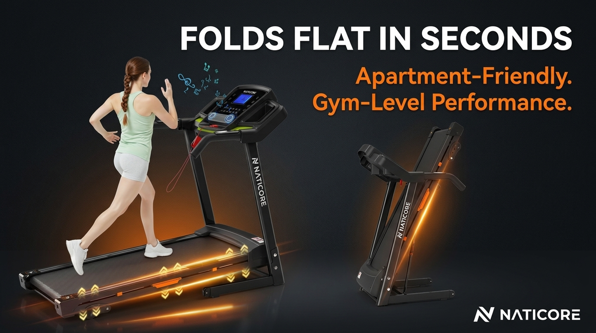 NATICORE Folding Treadmill – 330LB, 3.5HP, Manual Incline & LCD Display