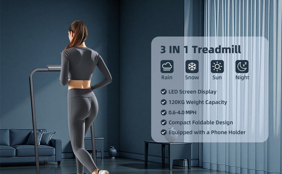 NATICORE Folding Walking Pad  3-in-1 Compact Treadmill for Home & Office