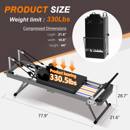 NATICORE Pilates Core Bed, Foldable Home High Quality, Yoga Studio Same Commercial Fitness Equipment, Black