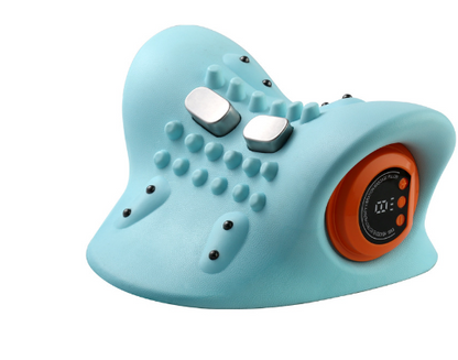neck massager with a close-up of the device on a white background