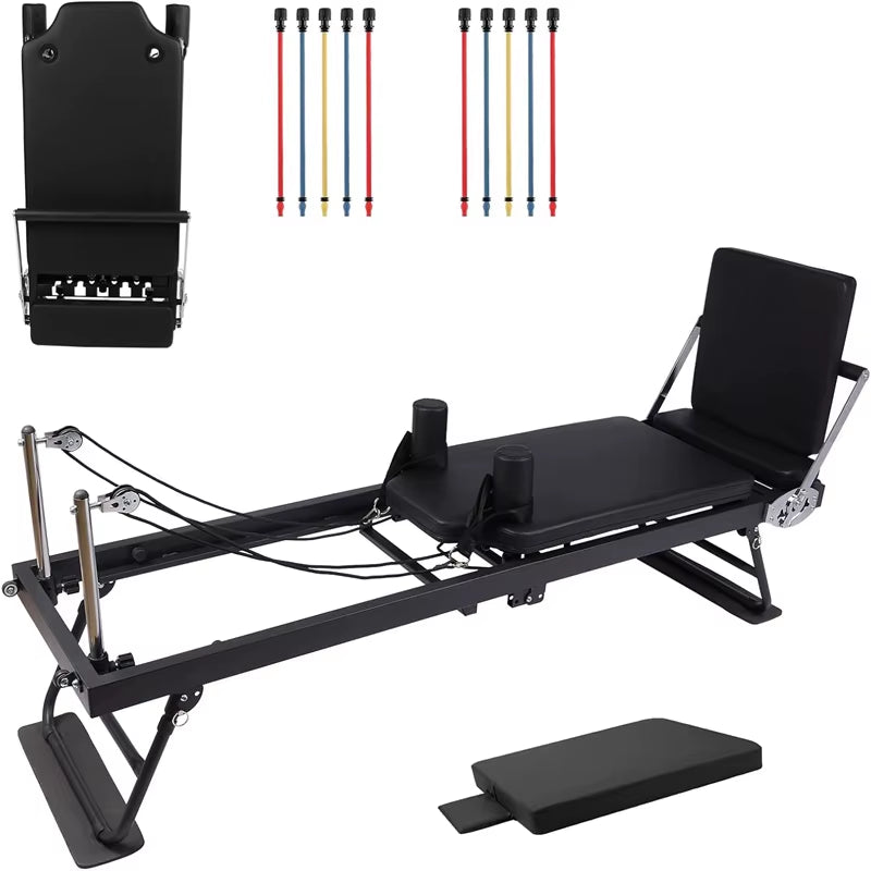 NatiCore Foldable Pilates Reformer – Home Gym Pro Machine