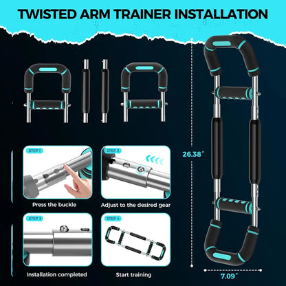 NATICORE Adjustable Power Twister Bar Arm Trainer, Chest & Arm Strength Training Equipment for Men, Portable Upper Body Workout Tool for Home Gym Fitness