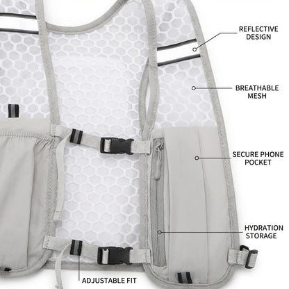 New Running Water Bottle Storage Vest Lightweight Running Vest Reflective Hydration Water Chest Pack with Phone Holder