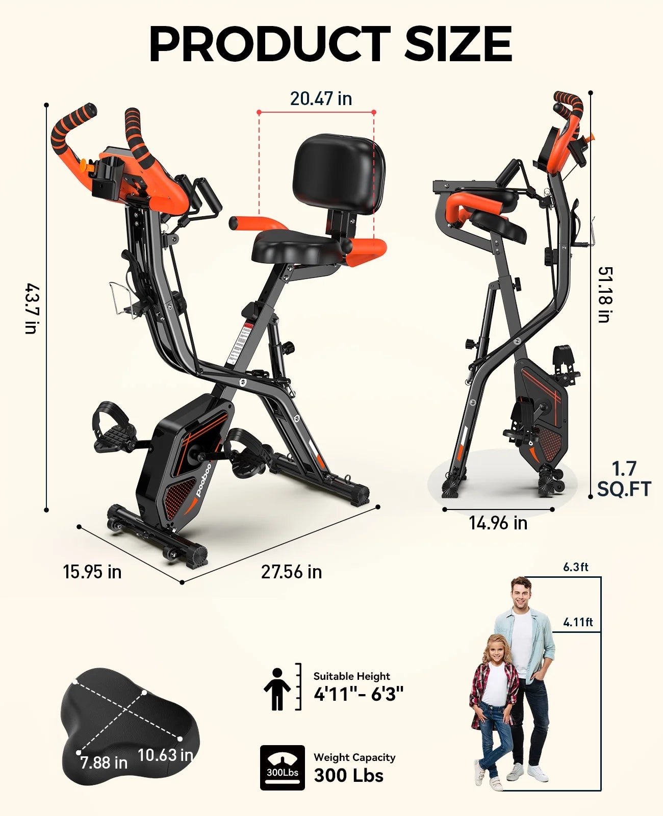 NATICORE 4-in-1 Foldable Exercise Bike – 8-Level Resistance, Arm Bands, Pulse Sensor & Back Support for Home Gym
