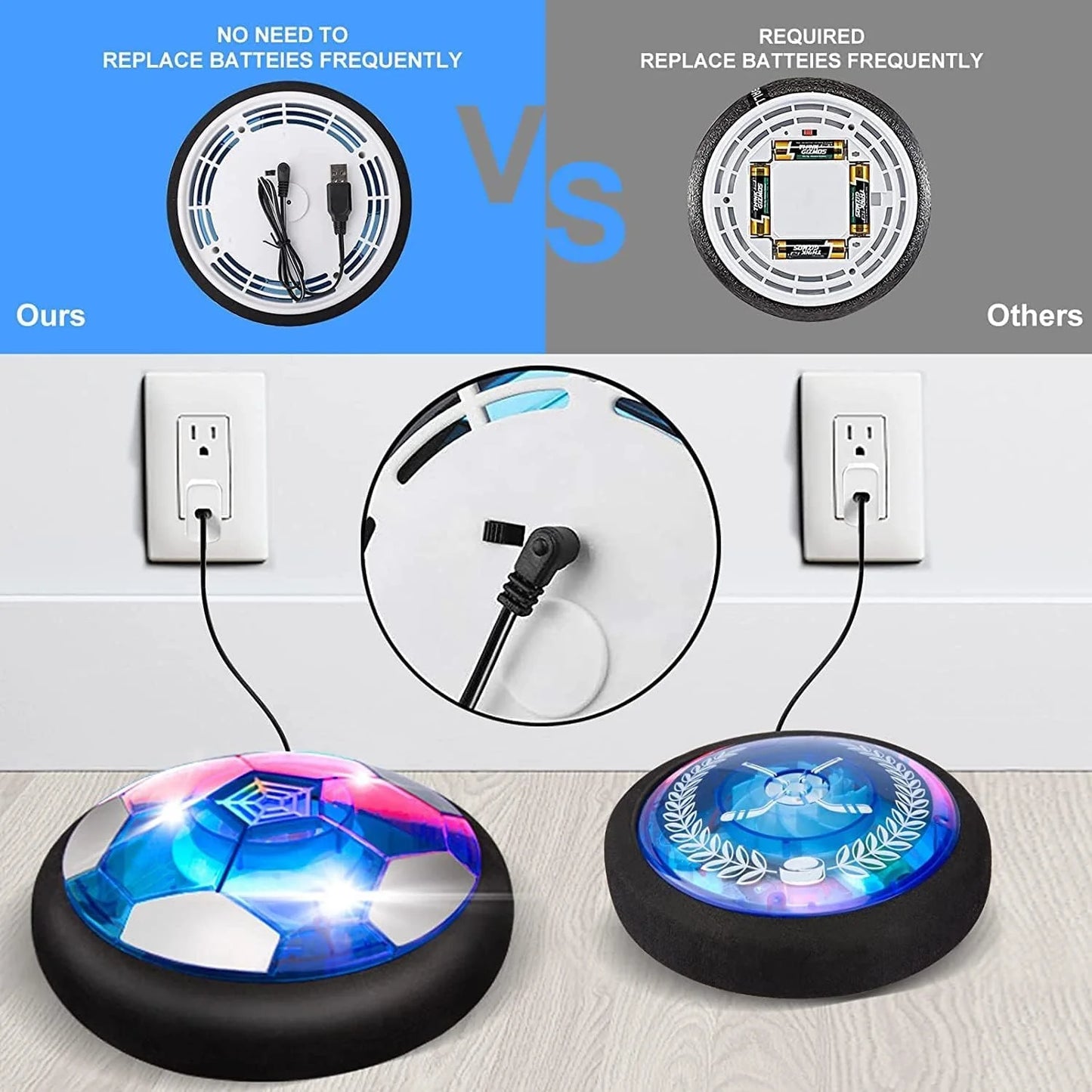 Hover Hockey Set Met LED - Zwevende Puck - 3 Tot 10 Jaar