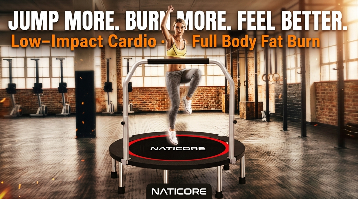 Foldable Fitness Trampoline 400LB Adjustable Handle | NATICORE