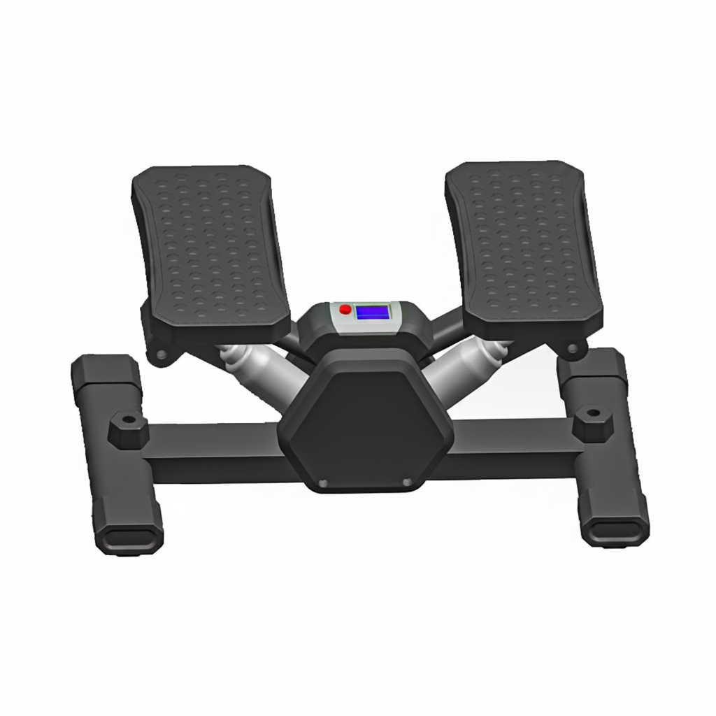 Black and gray exercise machine on a white background