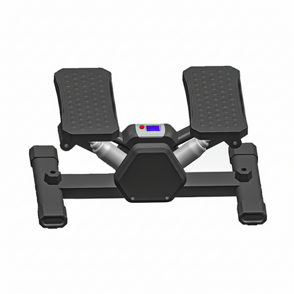 Black and gray exercise machine on a white background